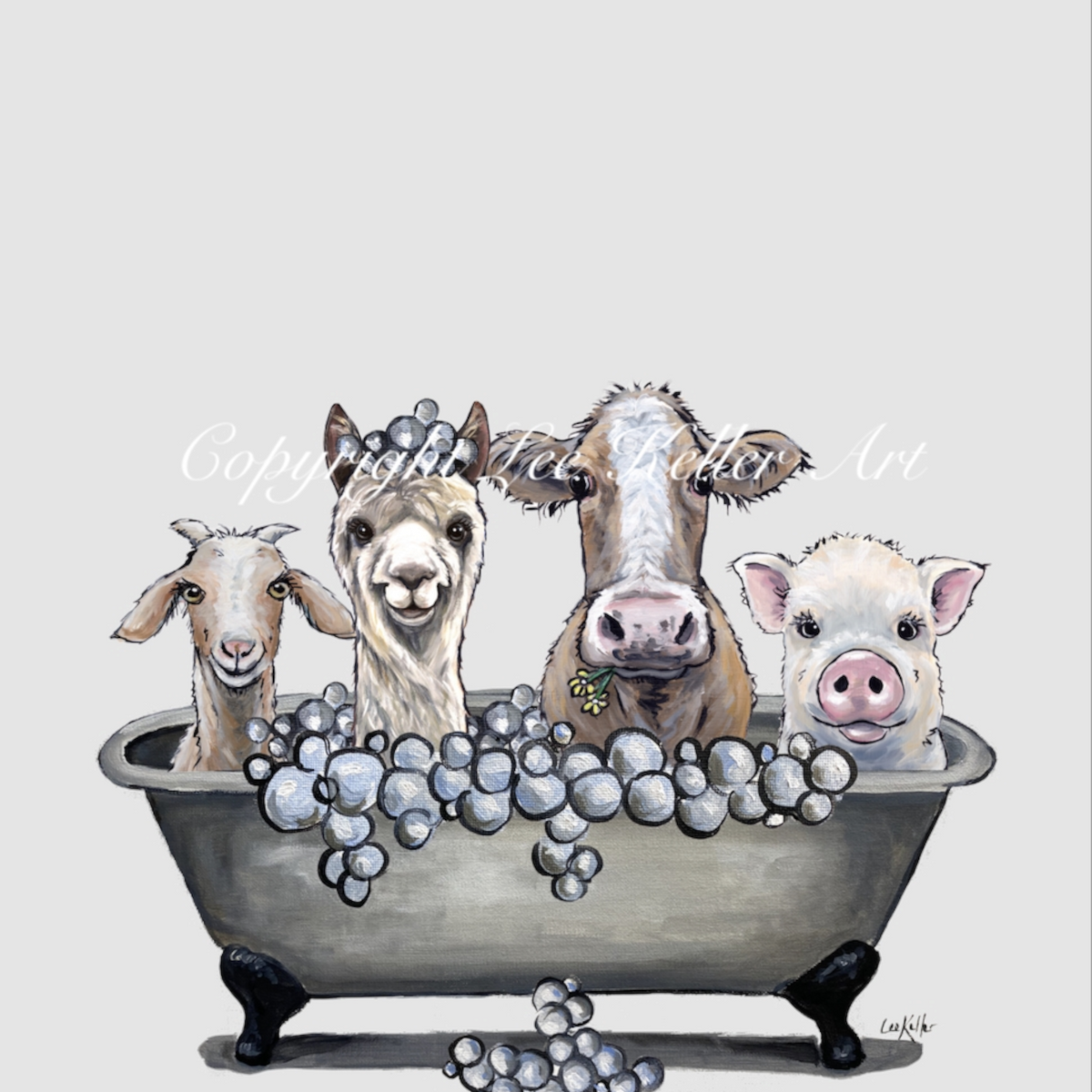 Farm Art Print, Animals in Bathtub, Farm Animal Bathroom Art ELIZA'S BOUTIQUE NC